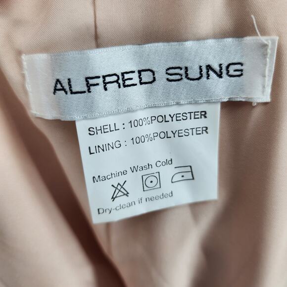 Alfred Sung D764 Full Length Sateen Twill Strapless Dress in Cameo Size 4 - Picture 4 of 6